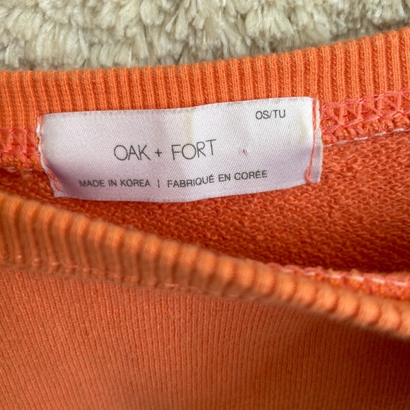 Oak + Fort Sweathshirt Womens One Size Fits All Orange Tops with Side Slit - Picture 2 of 7